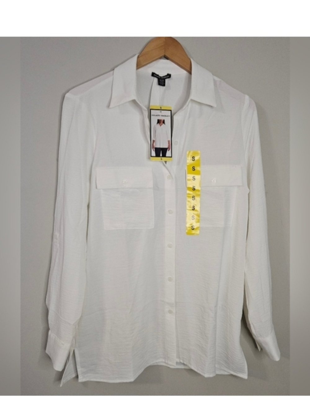 Hilary Radley Women's White Long-Sleeve Tunic Blouse - Picture 2 of 6